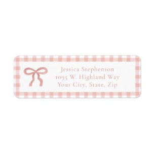 Coquette Bow Pink Gingham Trendy Return Address