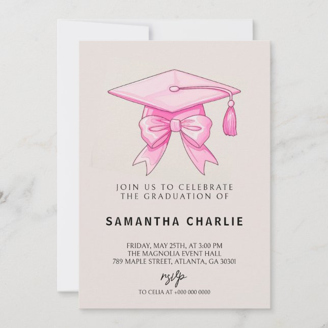Coquette Bow Pink Graduation Invitation (Front)