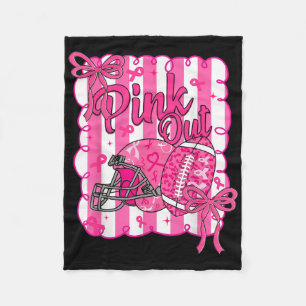Coquette Bow Pink Out Football Breast Cancer Aware Fleece Blanket
