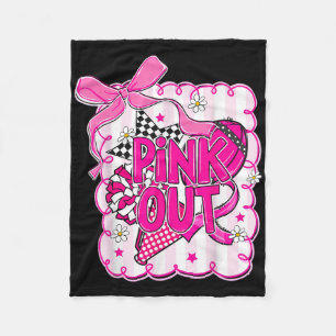 Coquette Bow Pink Out Football Team Breast Cancer Fleece Blanket