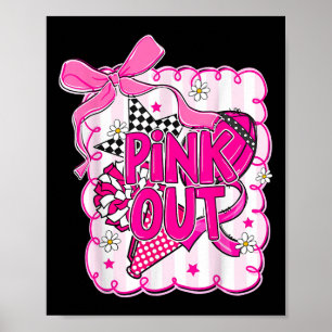 Coquette Bow Pink Out Football Team Breast Cancer Poster