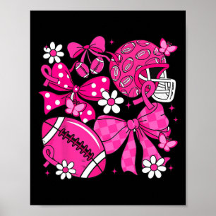 Coquette Bow Pink Out Football Team Breast Cancer Poster