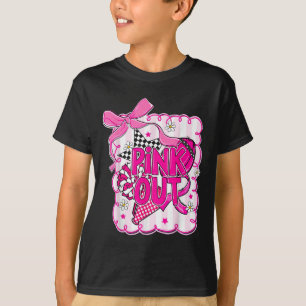 Coquette Bow Pink Out Football Team Breast Cancer T-Shirt