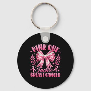 Coquette Bow Pink Out Tackle American Football Bre Key Ring
