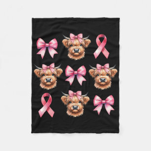 Coquette Bow Pink Ribbon Cow Pink Breast Cancer  Fleece Blanket