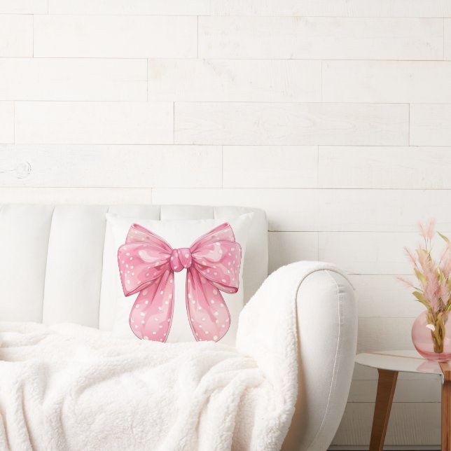 Coquette Bow Polka Dot  Cushion (Couch)