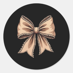 Coquette Bow Pumpkin American Footll Thanksgiving  Classic Round Sticker