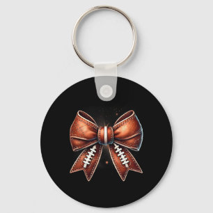 Coquette Bow Pumpkin American Footll Thanksgiving Key Ring