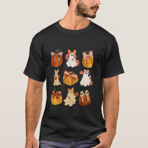 Coquette Bow Pumpkin Funny Ghost Spooky Season Hal T-Shirt