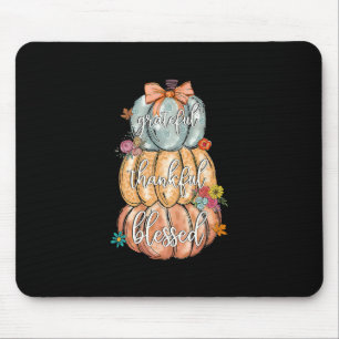 Coquette Bow Pumpkin Grateful Thankful Blessed Tha Mouse Mat