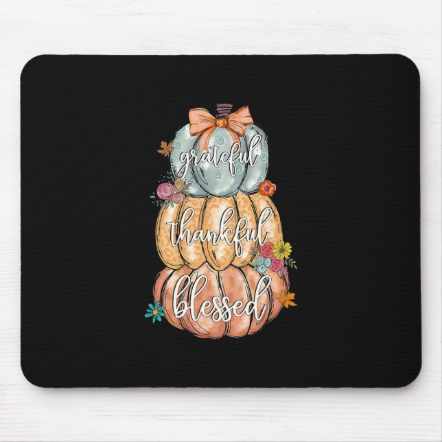 Coquette Bow Pumpkin Grateful Thankful Blessed Tha Mouse Mat (Front)