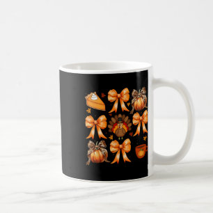 Coquette Bow Pumpkin Pie Turkey Thanksgiving Autum Coffee Mug