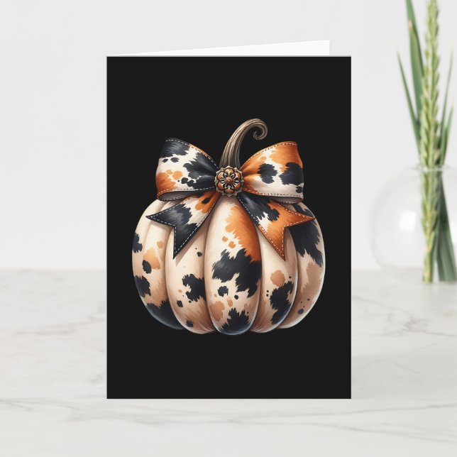 Coquette Bow Pumpkin Season Autumn Fall Leaves Tha Card (Front)