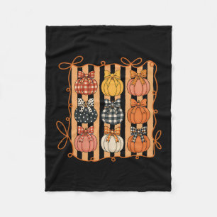 Coquette Bow Pumpkin Season Autumn Fall Leaves Tha Fleece Blanket