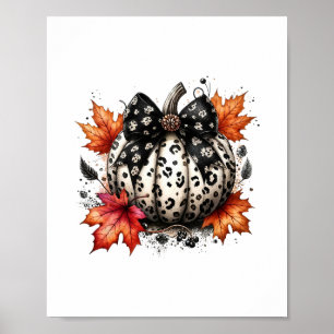 Coquette Bow Pumpkin Season Autumn Fall Leaves Tha Poster