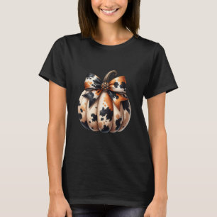Coquette Bow Pumpkin Season Autumn Fall Leaves Tha T-Shirt