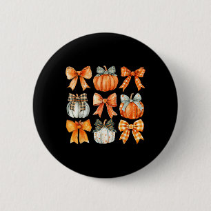 Coquette Bow Pumpkin Season Thanksgiving Autumn Fa 6 Cm Round Badge