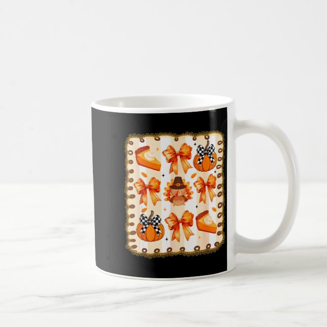 Coquette Bow Pumpkin Season Thanksgiving Autumn Fa Coffee Mug (Right)