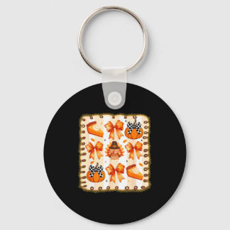 Coquette Bow Pumpkin Season Thanksgiving Autumn Fa Key Ring
