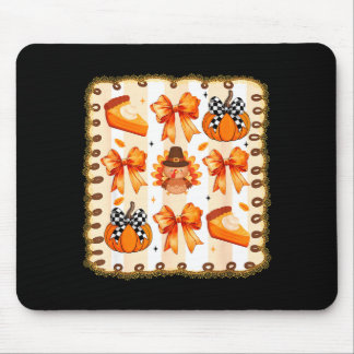 Coquette Bow Pumpkin Season Thanksgiving Autumn Fa Mouse Mat