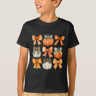 Coquette Bow Pumpkin Season Thanksgiving Autumn Fa T-Shirt
