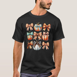 Coquette Bow Pumpkin Season Thanksgiving Autumn Fa T-Shirt