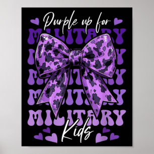 Coquette Bow Purple Up For Military Kids Military  Poster