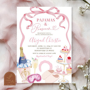Coquette Bow Pyjamas and Processo Bridal Shower Invitation