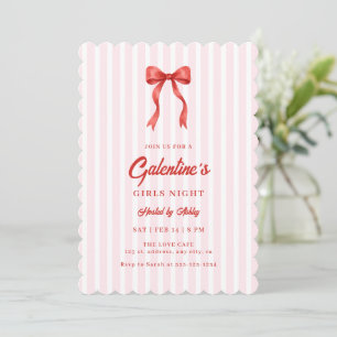 Coquette Bow Red Pink Galentine's Party Invitation