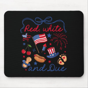 Coquette Bow Red White and Due 4th of July Mouse Mat