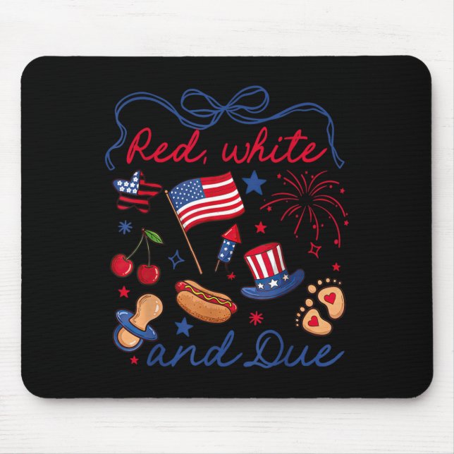 Coquette Bow Red White and Due 4th of July Mouse Mat (Front)