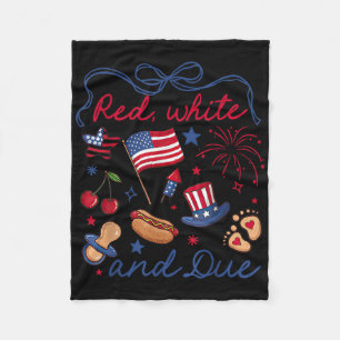 Coquette Bow Red White And Due 4th Of July Pregnan Fleece Blanket