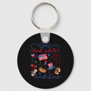 Coquette Bow Red White And Due 4th Of July Pregnan Key Ring