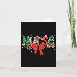 Coquette Bow Retro Fall Nurse Christmas Xmas Girl  Card