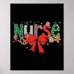 Coquette Bow Retro Fall Nurse Christmas Xmas Girl Poster