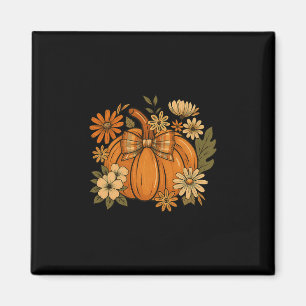 Coquette Bow Retro Pumpkin Thanksgiving Rustic Fal Magnet