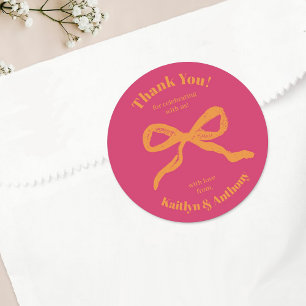 Coquette Bow Retro Wedding Classic Round Sticker