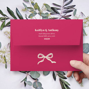 Coquette Bow Retro Wedding Envelope