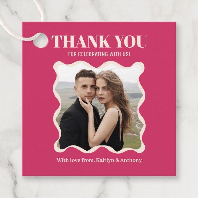 Coquette Bow Retro Wedding Favour Tags (Front)