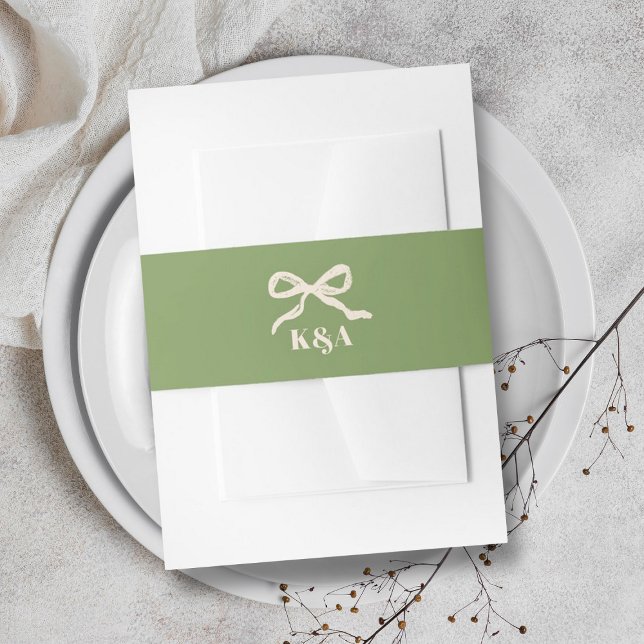 Coquette Bow Retro Wedding Invitation Belly Band (Creator Uploaded)
