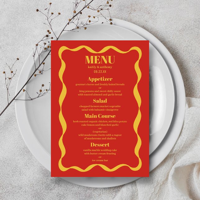 Coquette Bow Retro Wedding Menu (Creator Uploaded)