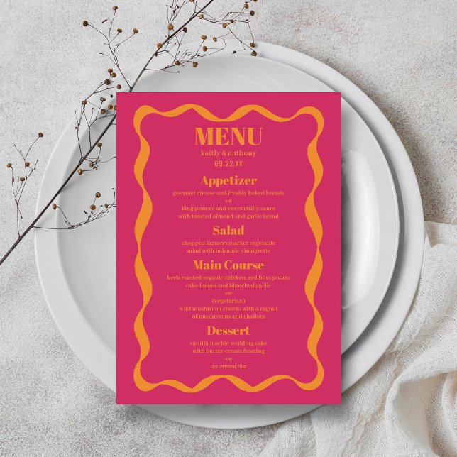 Coquette Bow Retro Wedding Menu (Creator Uploaded)