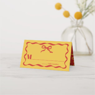 Coquette Bow Retro Wedding Place Card