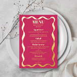 Coquette Bow Retro Wedding Real Foil Menu Card<br><div class="desc">Celebrate in style with these very trendy retro coquette style real foil pressed wedding menu cards. The design is easy to personalise with your own menu wording and your guests will be thrilled when they see these fabulous menus at your wedding. More colour options and matching items can be found...</div>