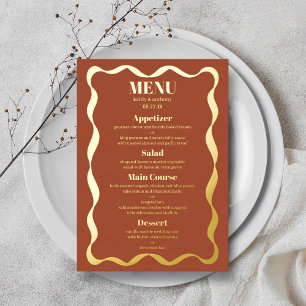 Coquette Bow Retro Wedding Real Foil Menu Card