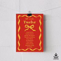 Coquette Bow Retro Wedding Seating Chart Cards
