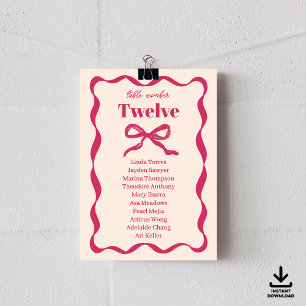 Coquette Bow Retro Wedding Seating Chart Cards