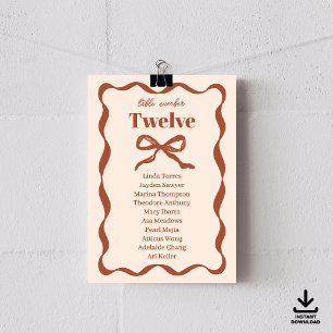 Coquette Bow Retro Wedding Seating Chart Cards