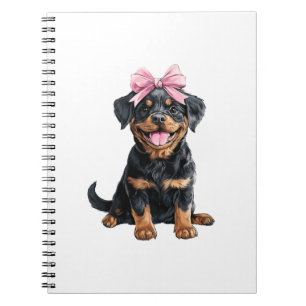 Coquette Bow Rottweiler Dog Mum Girl Pink Notebook