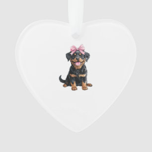 Coquette Bow Rottweiler Dog Mum Girl Pink Ornament